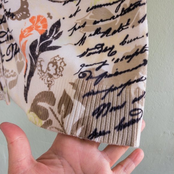 Christopher & Banks Short Sleeve cardigan Womens Size M Floral Print Brown Green - Picture 4 of 9